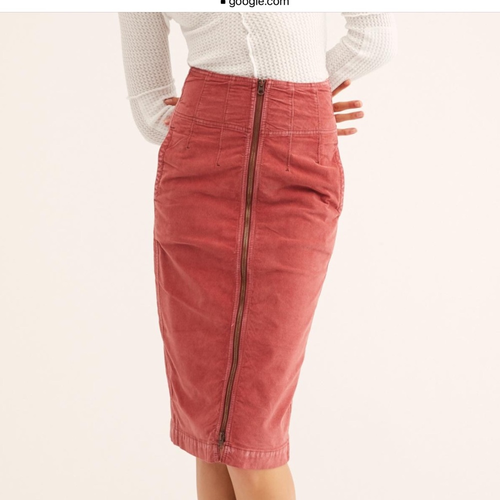 Corduroy zip up pencil skirt